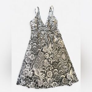 Forever 21 y2k black and white paisley print halter dress